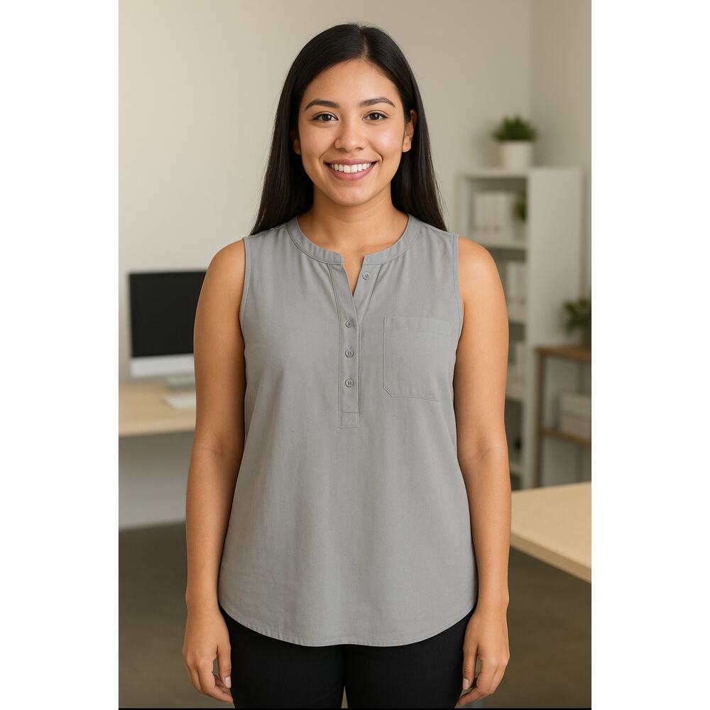 Cynthia Rowley Sleeveless semi pleated ruched neck blouse Size M